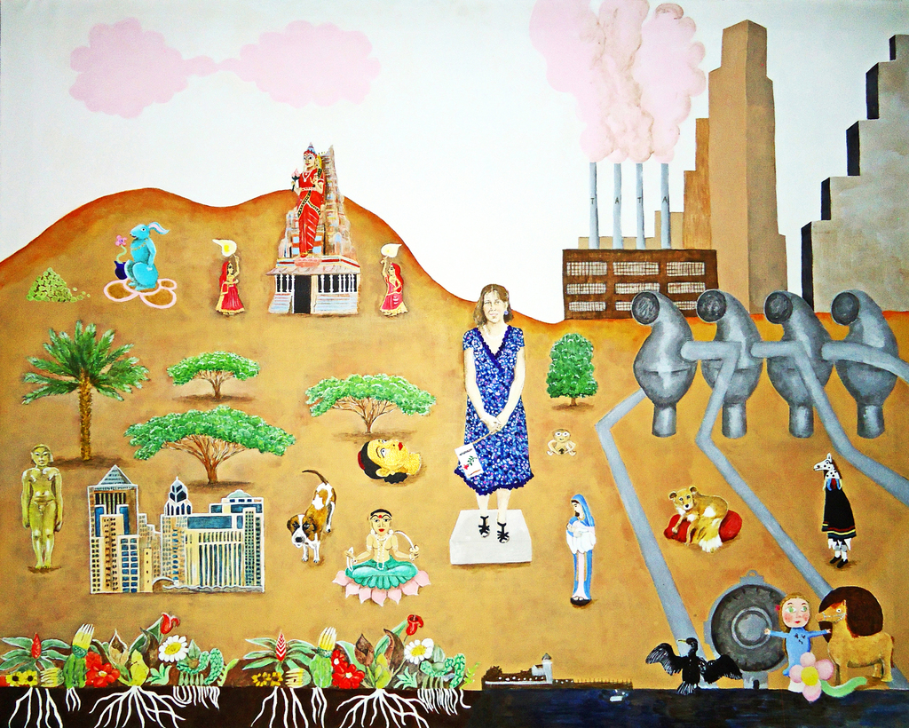 Self-portrait on the border - after Frida Kahlo