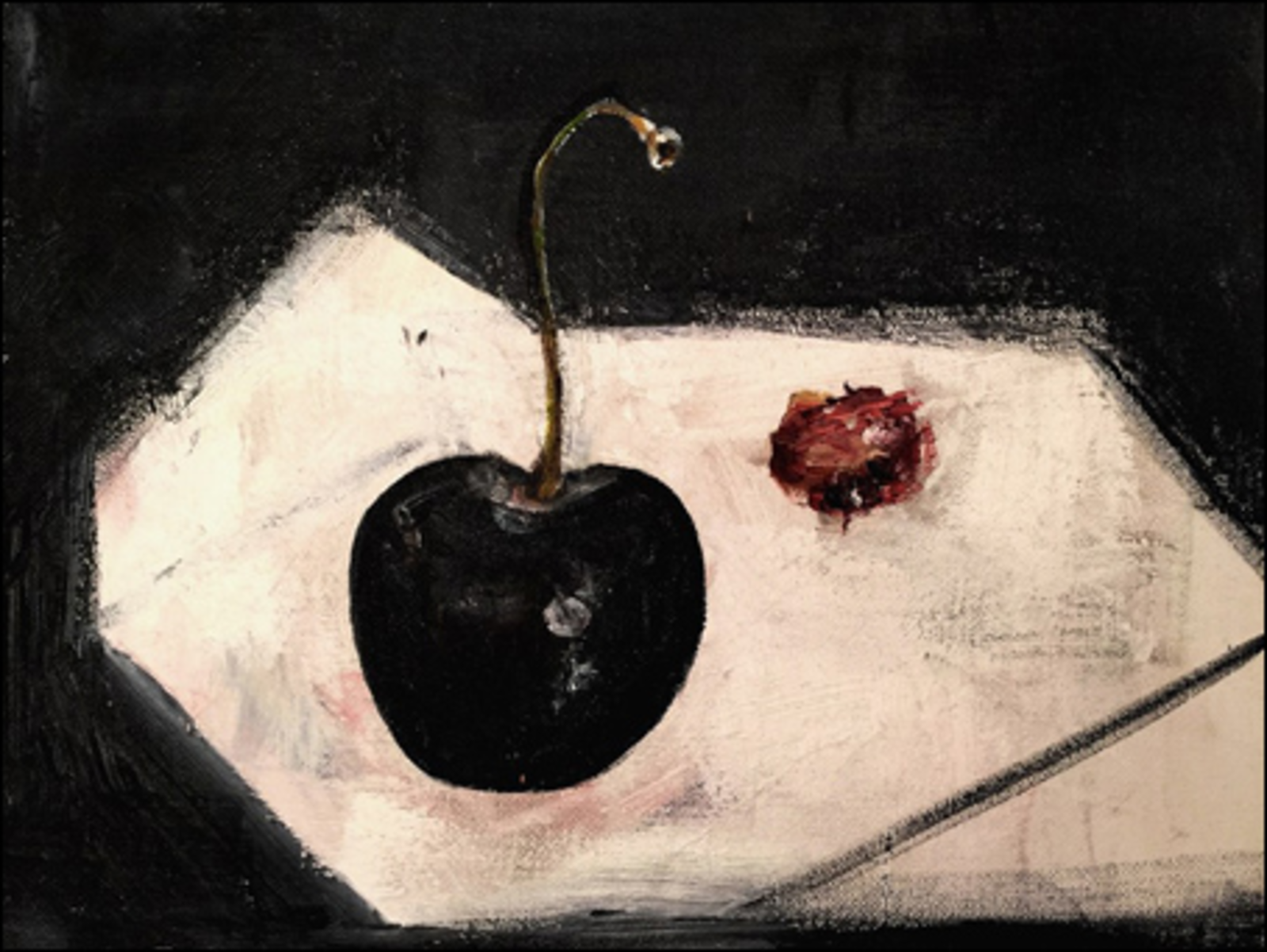 Still life with cherry and stone